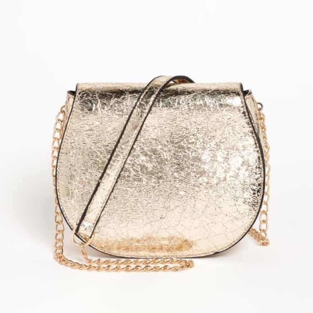 Metallic Gold Leather Crossbody Bag